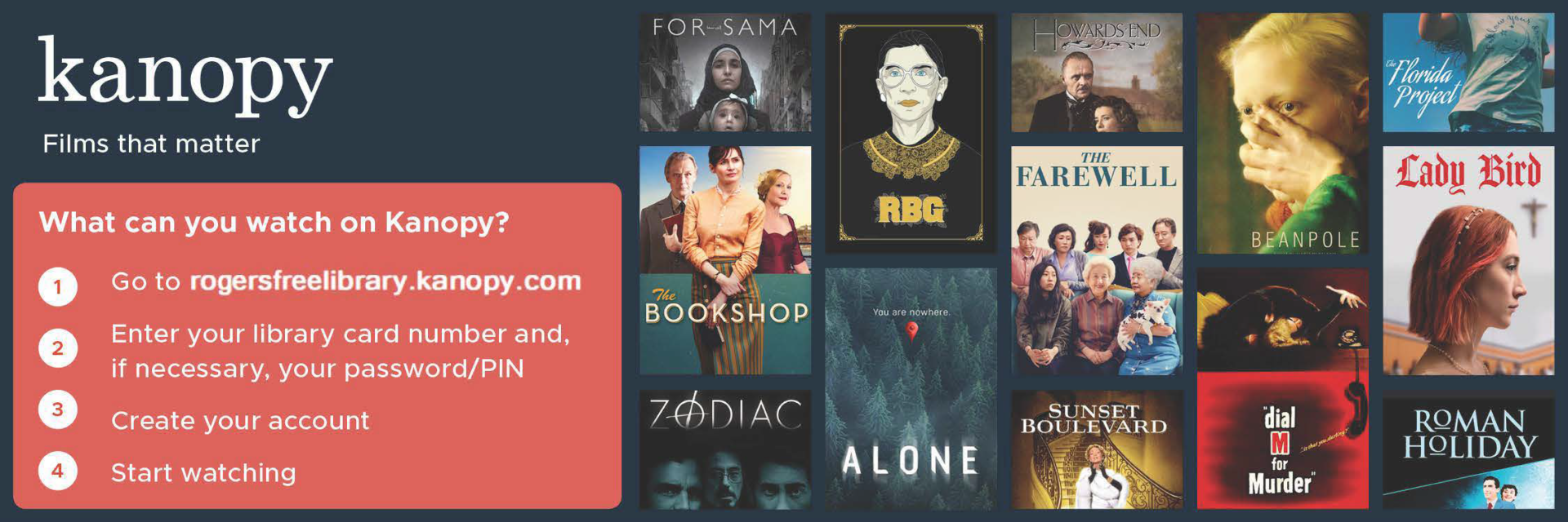 Kanopy film streaming service available to patrons