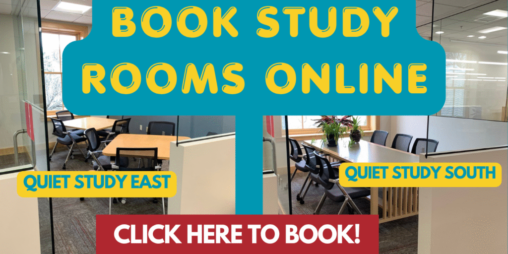 Quiet Study Rooms Open Foyer(5.63 x 10 in) (1) quiet study rooms are open for online booking on the third floor